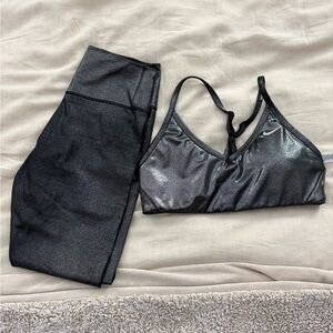Nike Black Shimmer Sports Bra and Leggings Set